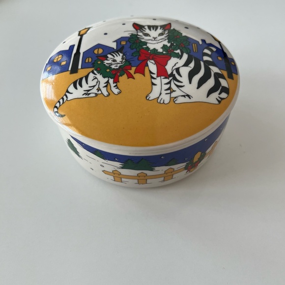 Vintage Studio Nova Christmas Cats Trinket Box - Picture 3 of 7